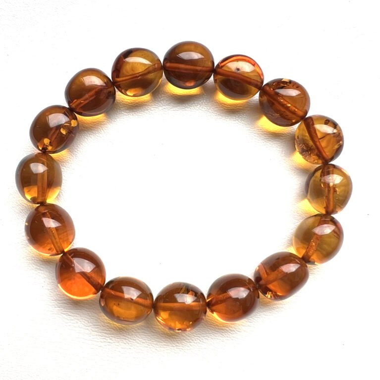Handmade Cognac Amber Bracelet – Olive Shape Beads