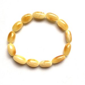 Genuine Yellow Baltic Amber Bracelet – Classic Olive Bead Design
