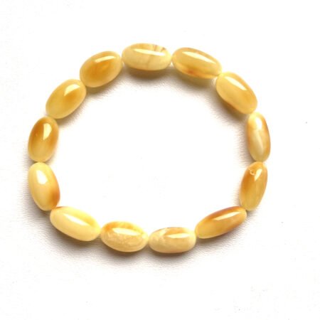 Genuine Yellow Baltic Amber Bracelet – Classic Olive Bead Design